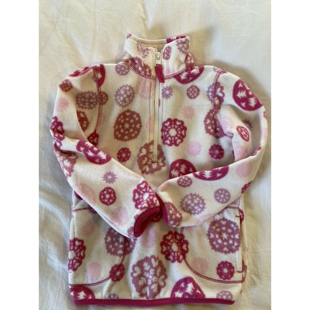 Old Navy Pink Snowflakes Quarter-Zip Fleece Pullover Jacket